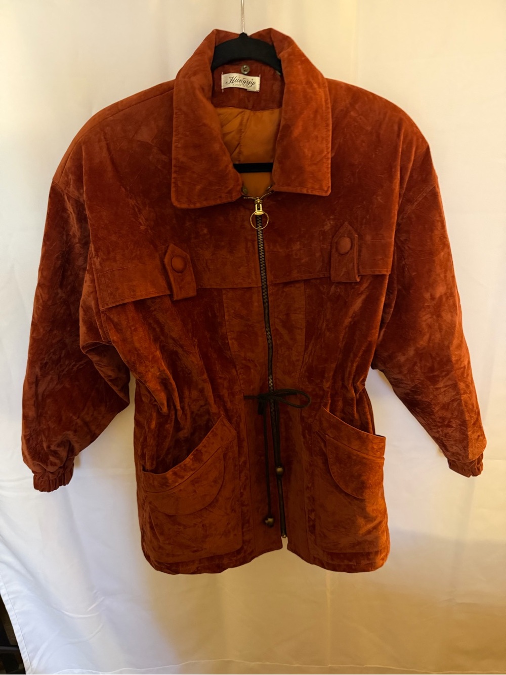 Hung Yip Vintage Plush Zip-Front Jacket in Rust velour